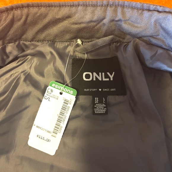 Only gray charcoal chevron pattern denim quilted jacket NWT - Picture 13 of 14